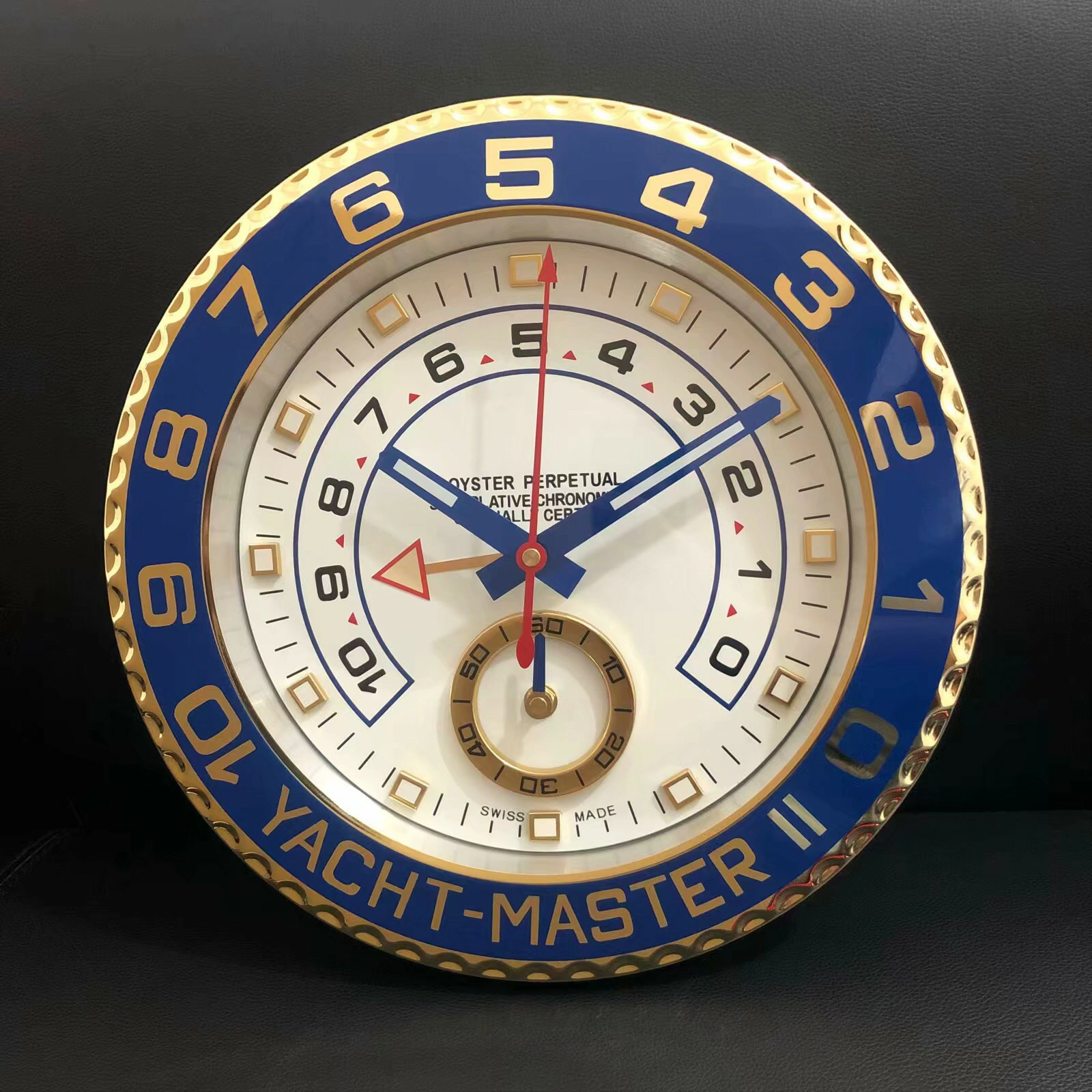 R YM Gold-White-Blue Wall Clock for businesses